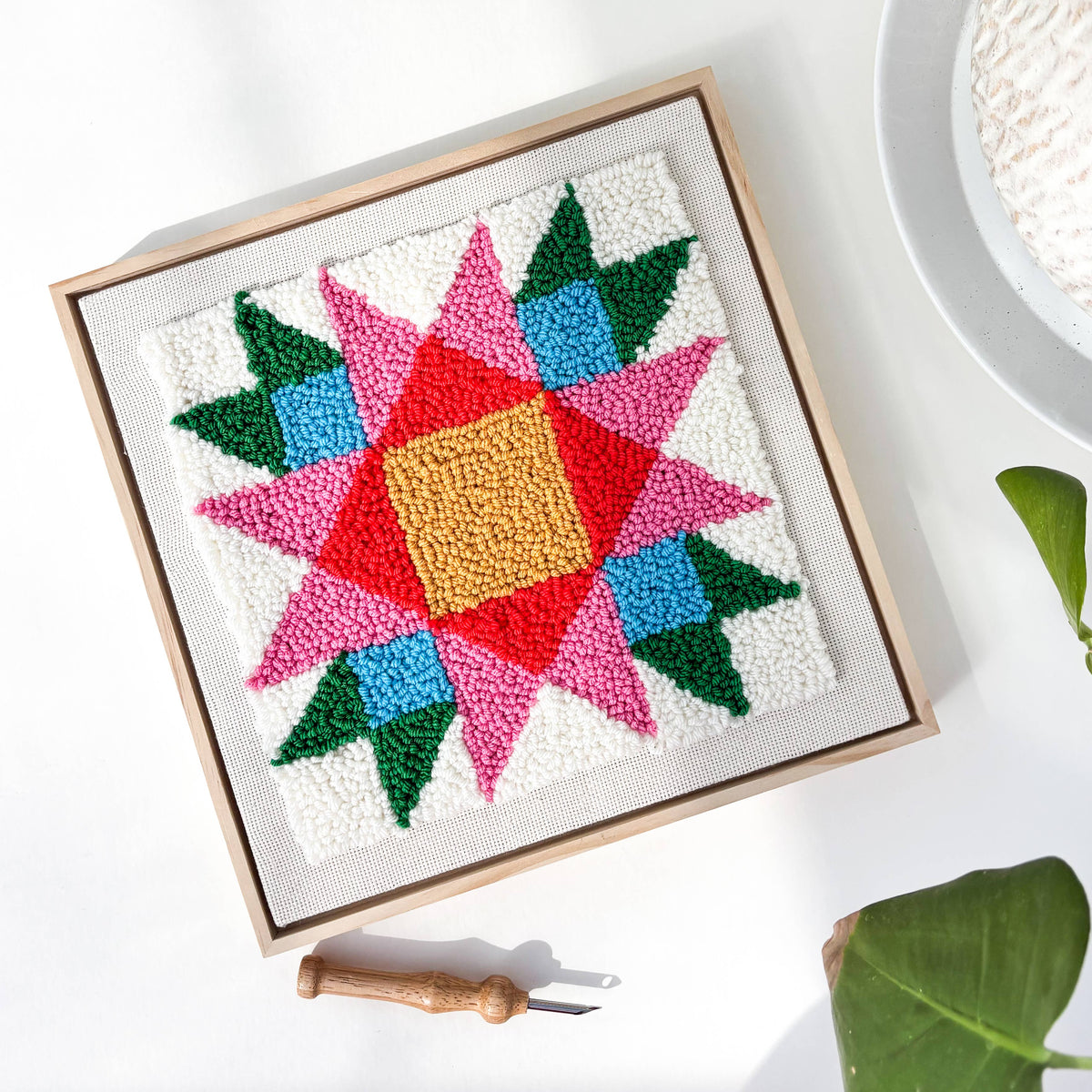 Rainbow Quilt Square Punch Needle Kit - The Woolery