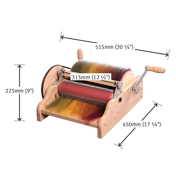 Ashford Wide Drum Carder - Dimensions