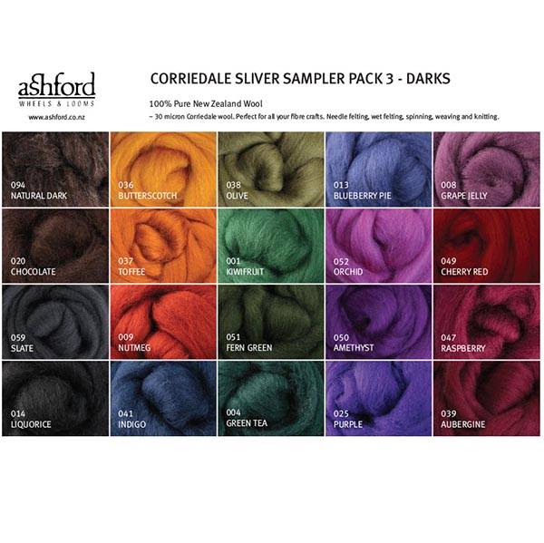 Corriedale Wool Felting Sample Pack - Darks