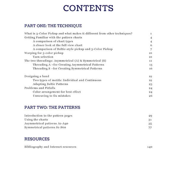 Three-Color Pickup for Inkle Weavers - Table of Contents