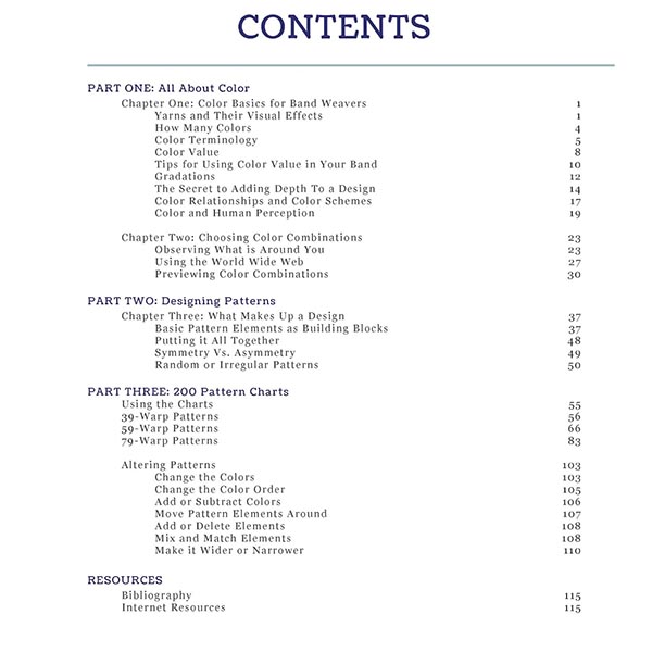 In Celebration of Plain Weave - Table of Contents