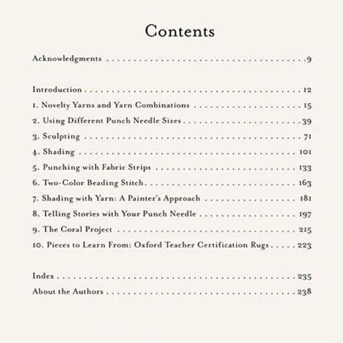 Intermediate and Advanced Punch Needle Rug Hooking - Table of Contents
