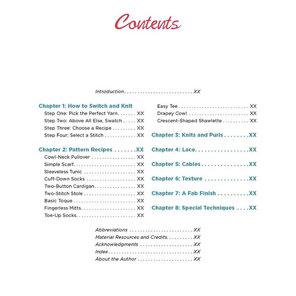 Switch & Knit Stitch Dictionary - Table of Contents