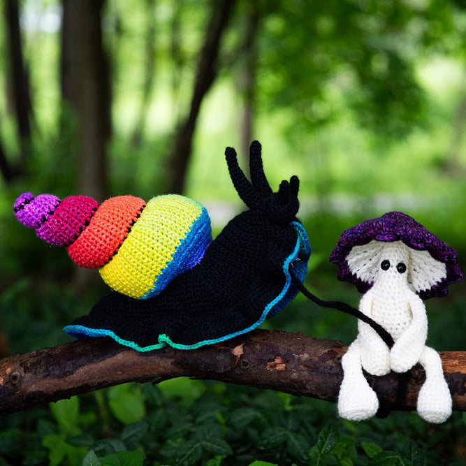 Crochet Snails & Mushroom Sprites - b