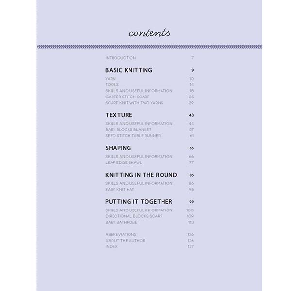 First Tim Knitting - Table of Contents