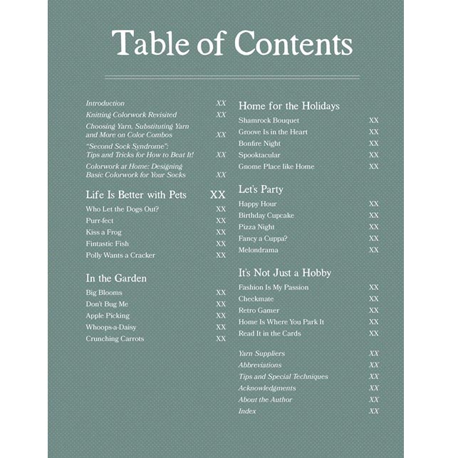 Joyful Colorwork Socks - Table of Contents