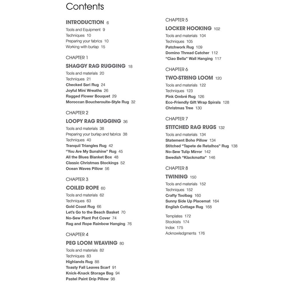 Rag Rug Techniques for Beginners - Table of Contents