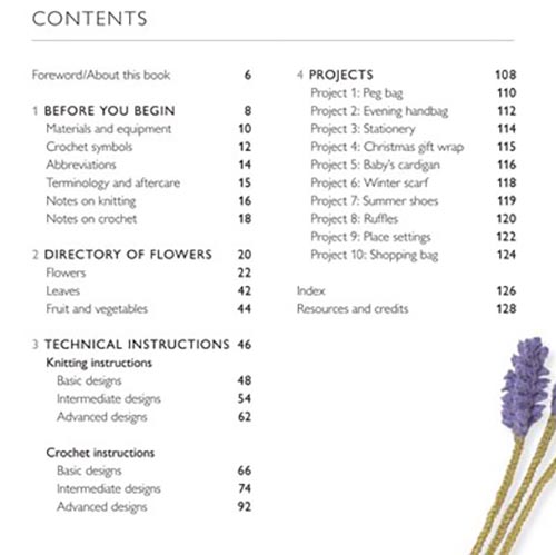 100 Flowers to Knit & Crochet - Table of Contents