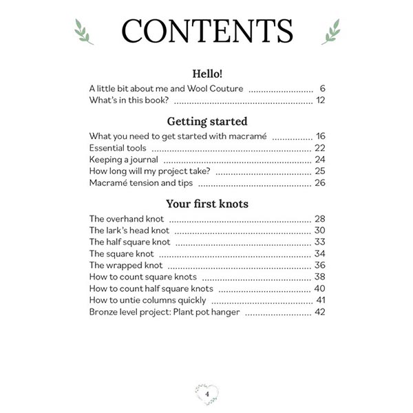 Pocket Book of Macrame - Table of Contents