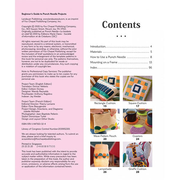 Beginner's Guide to Punch Needle Projects - Table of Contents