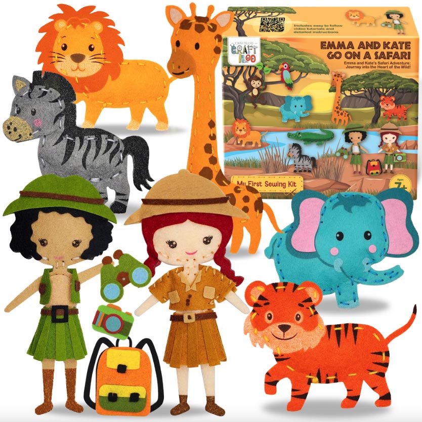 Craftiloo Sewing Kit for Kids - Safari