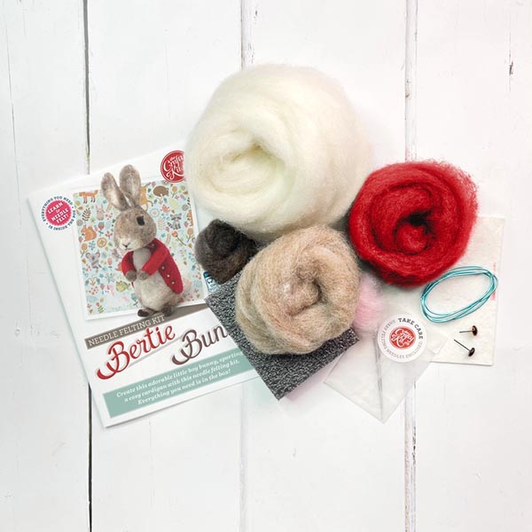 Bertie Bunny Needle Felting Craft Kit Contents
