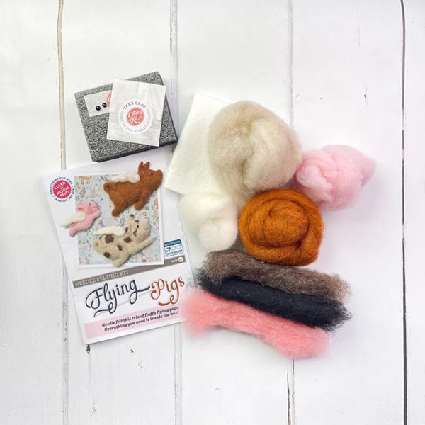 Flying Pigs Needle Felting Craft Kit Contents