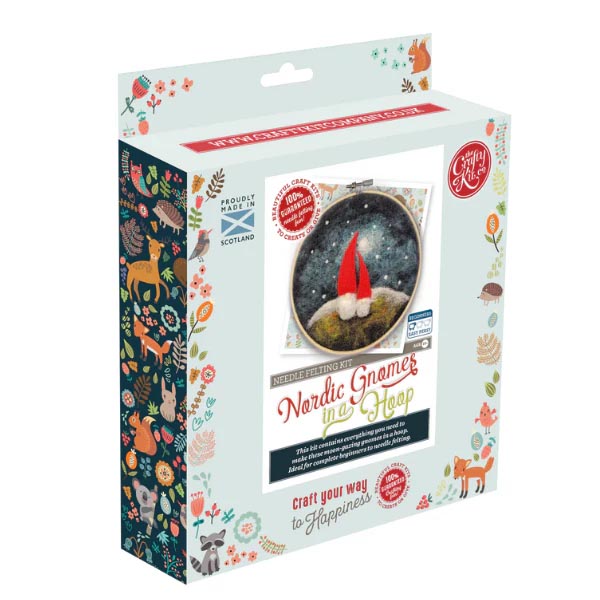 Nordic Gnomes in a Hoop Needle Felting Craft Kit Package