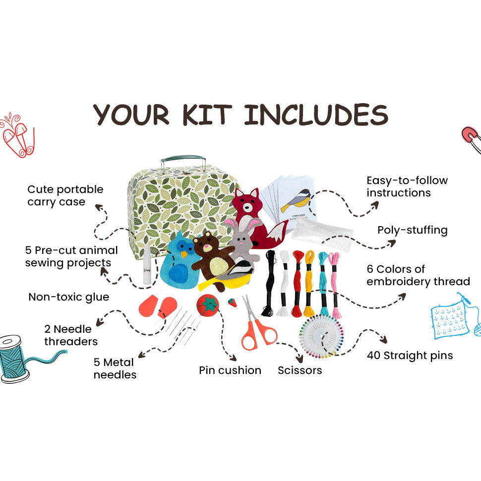 Woodland Friends Sewing Kit - Contents