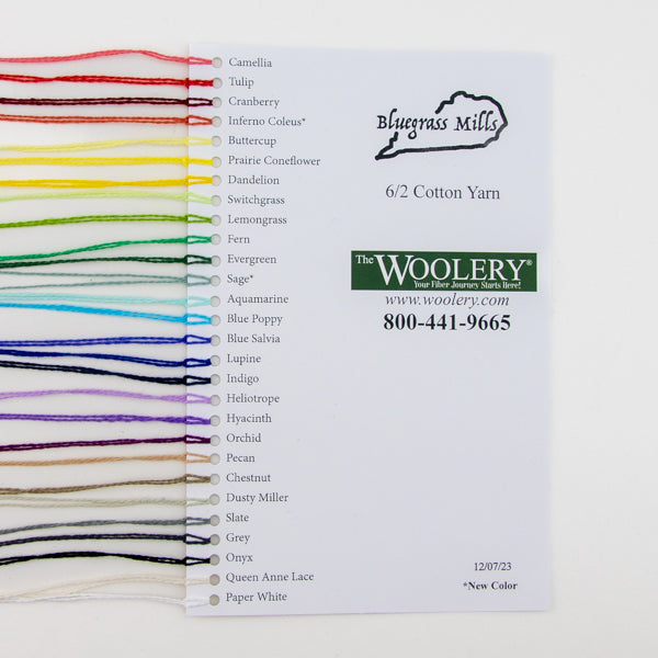 Bluegrass Mills 6/2 Cotton Color Card