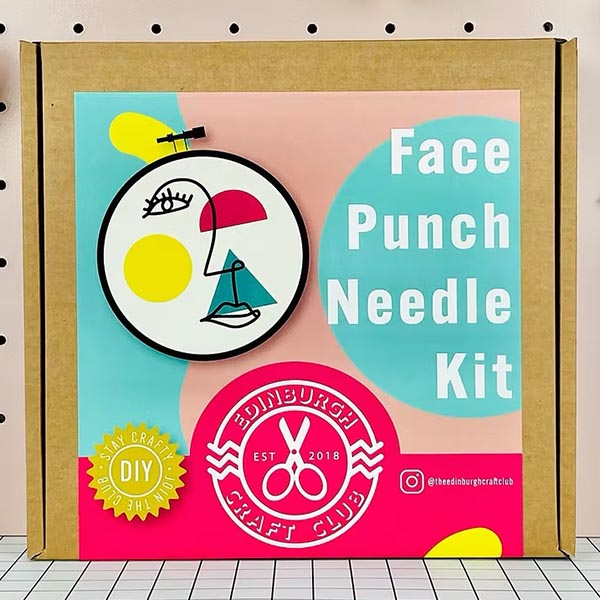The Edinburgh Craft Club Abstract Face Punch Needle Kit - Package