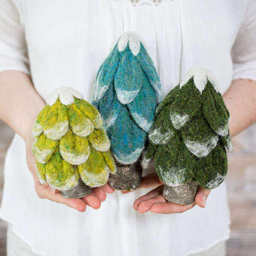 Sculpting with Wool Needle Felting Kit - Evergreen Trees
