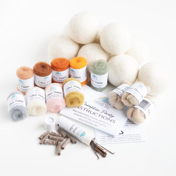 Sculpting with Wool Needle Felting Kit - Pumpkin Party - Contents