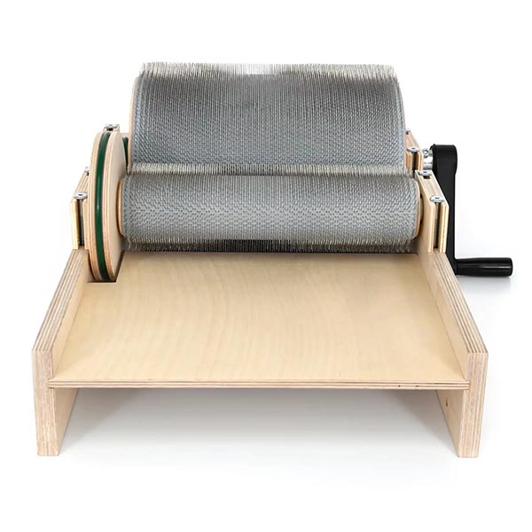 Golden Fleece Wide Drum Carder - End View