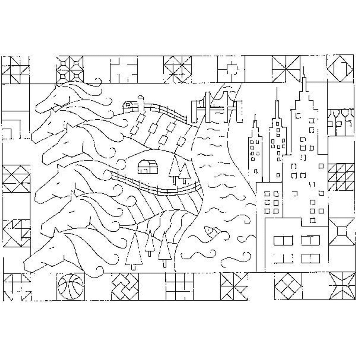 Kentucky Montage Rug Pattern - Pattern Sketch