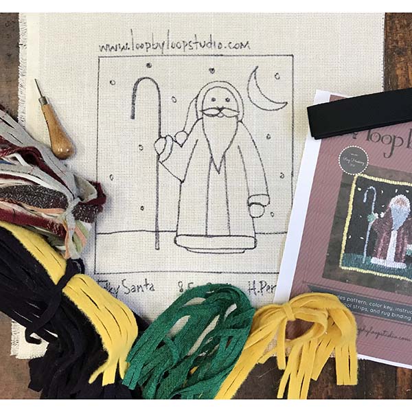 Beginner Rug Hooking Kit - Folky Santa - Materials