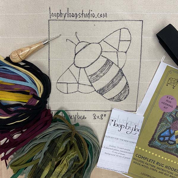 Beginner Rug Hooking Kit - The New Honeybee - Materials