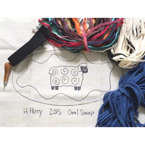 Rug Hooking Kit - Oval Sheep - Contents