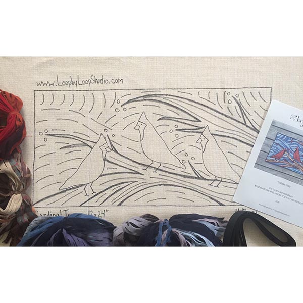 Rug Hooking Kit - Cardinal Tree - Contents