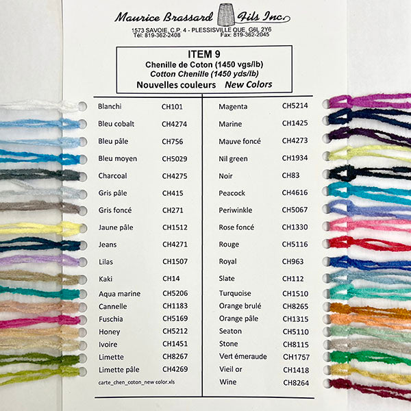 Maurice Brassard Cotton Chenille Yarn Color Card - 1