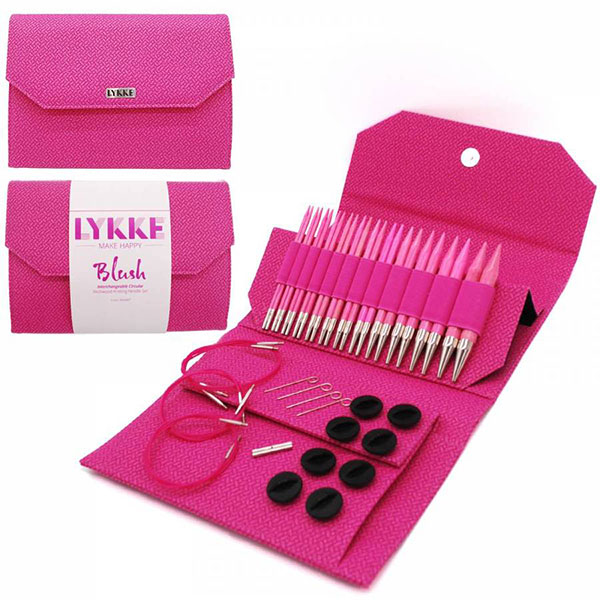 LYKKE Blush 5" Interchangeable Knitting Needle Set - Fuchsia Denim - The Woolery