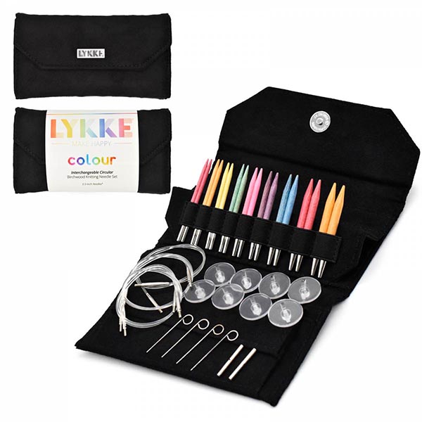 LYKKE Colour 3.5" Interchangeable Knitting Needle Set - Black Suede - 841275198586