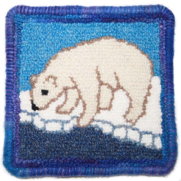 Complete Coaster Rug Hooking Kit - Polar Bear