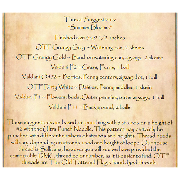 Floss Color Key - Summer Blooms