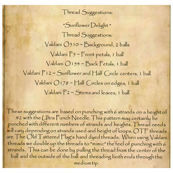 Punch Needle Pattern - Sunflower Delight - Details