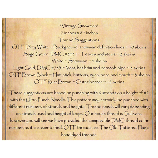 Floss Color Key - Vintage Snowman