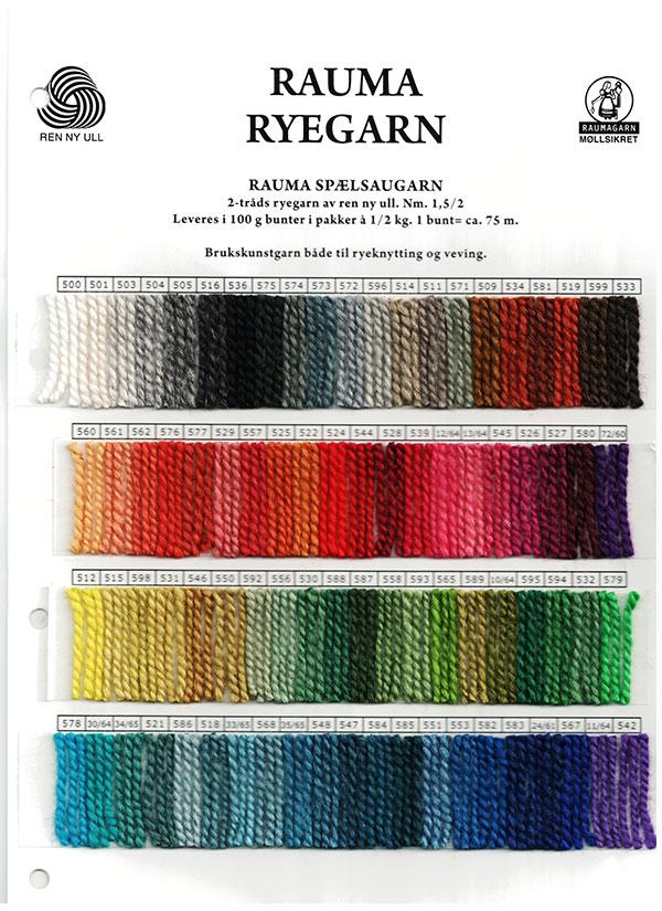 Rauma Ryegarn Norwegian Rug Yarn Color Card | AKSR