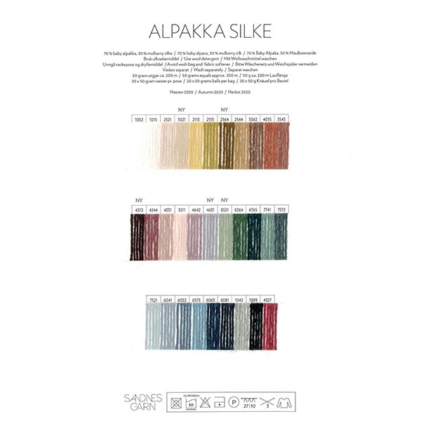 Alpakka Silke Yarn - Color Card