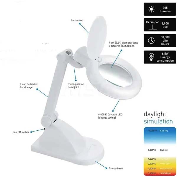 Daylight LED Table Magnifying Lamp - Specifications - 809802010503