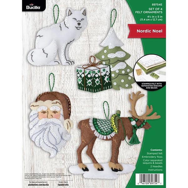 Bucilla Felt Ornaments Applique Kit - Nordic Noel - Package Cover