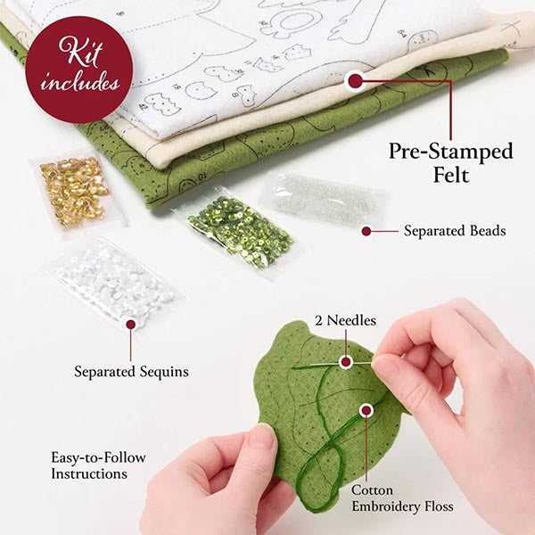 Bucilla Felt Ornaments Applique Kit - Nordic Noel - Contents