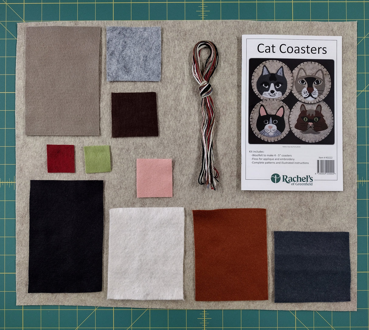 Felt Coaster Kit - Cats - Contents