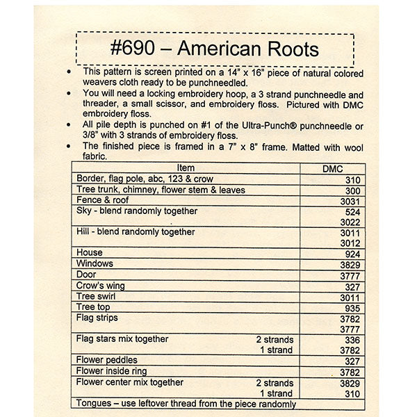 Floss Color Key - American Roots