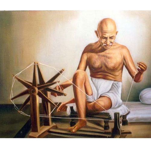 Mahatma Gandhi and Charkha Wheel