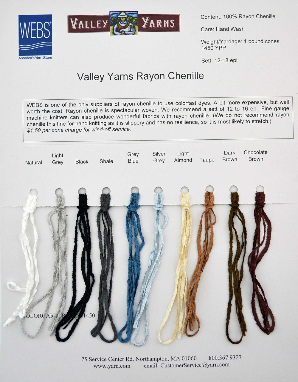 Rayon Chenille Color Card | NOR-C