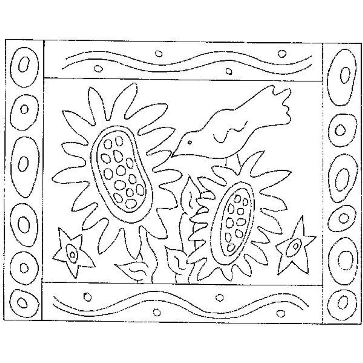 Crow Rug Hooking Pattern Rug Hooking Pattern - One Crow and Sunflowers