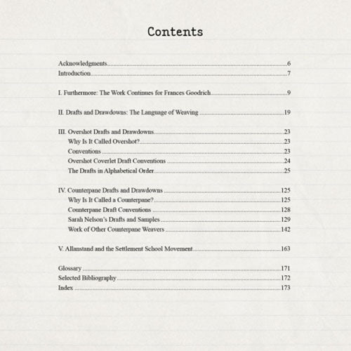 Coverlet and Counterpane Drafts - Table of Contents