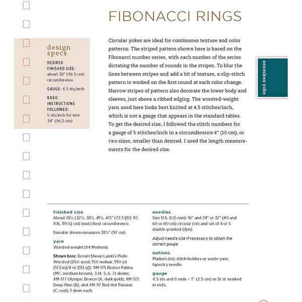 Knitter's Handy Book of Top-Down Sweaters - Fibonacci