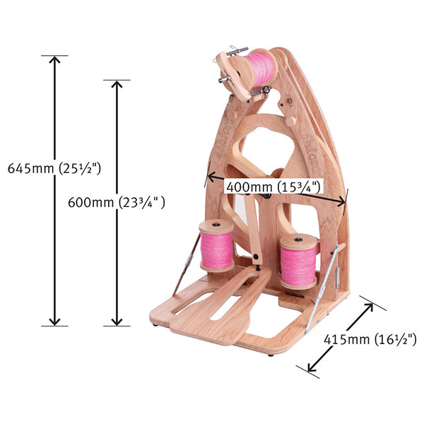 Ashford Joy 2 Spinning Wheel - Single Treadle Dimensions