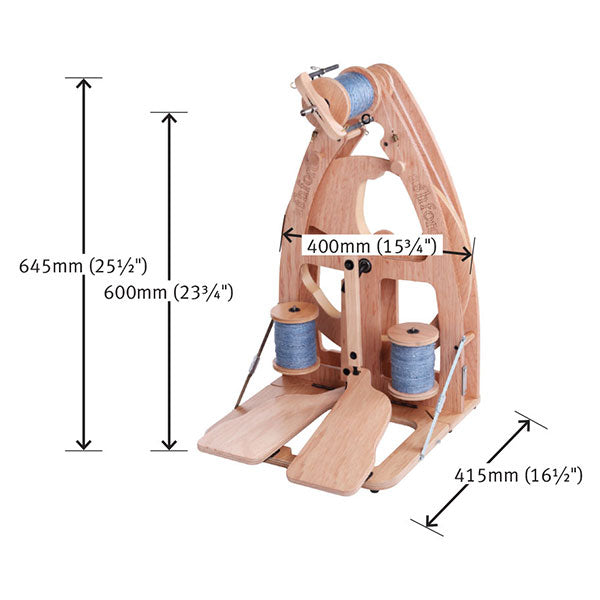 Ashford Joy 2 Spinning Wheel - Double Treadle Dimensions